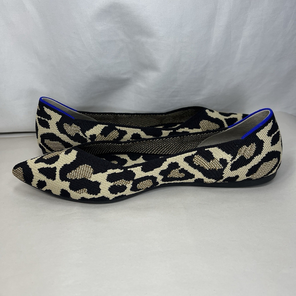 Rothy’s Pointed Toe Flats 11.5 Wild Cat Leopard Cheetah Soft Slip On Womens Shoe - Picture 8 of 13